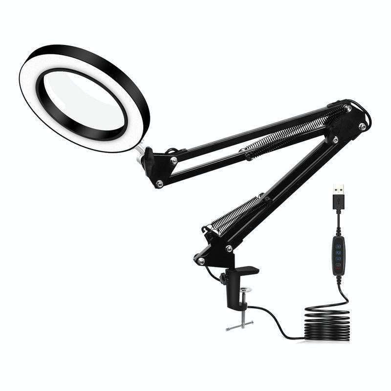 LED Eye Protection Reading Book Light USB Folding Clip Magnifying Glass Electronic Maintenance Li...