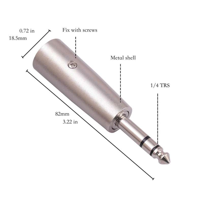 2206-1 6.35mm 1/4 TRS Male to XLR 3pin Male Adapter