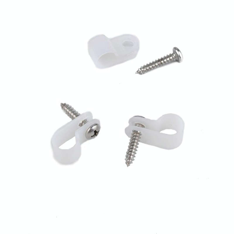 50 PCS 5/16 inch Rope Light R-Style Mounting Clips with Stainless Screws and Number Tube Cable Ma...