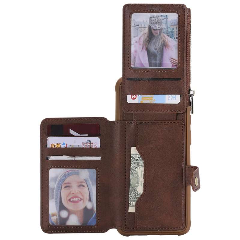 For Galaxy S8 Plus Zipper Shockproof Protective Case with Card Slots & Bracket & Photo Holder & W...