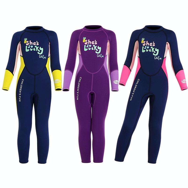 DIVE&SAIL Children Warm Swimsuit One-piece Wetsuit Long Sleeve Cold-proof Snorkeling Surfing Suit...