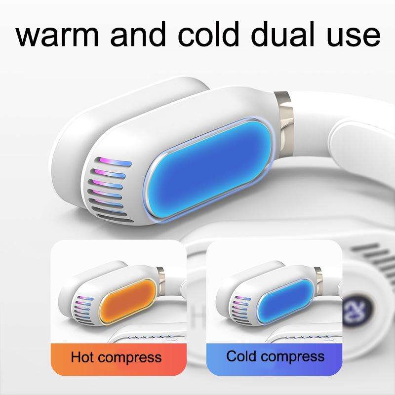 LB02 Hanging Neck Cooler and Warmer USB Portable Leafless Leaf Hanging Neck Fan(Navy Blue)