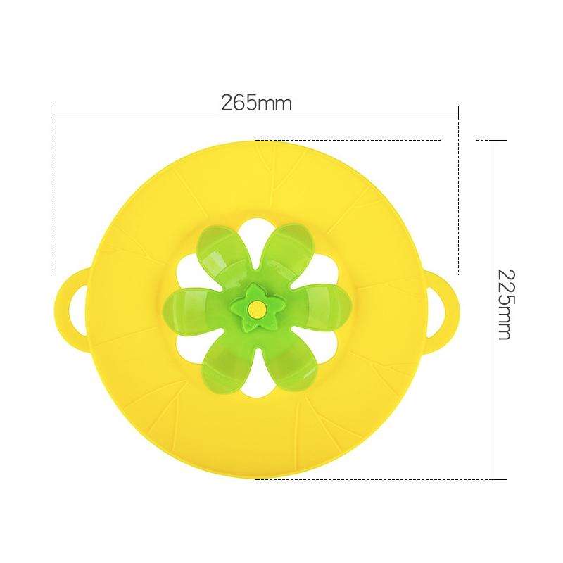 Silicone Flower Spill-proof Pot Lid Rotatable Pot Lid Kitchen Gadget, Size: 23cm Small Yellow