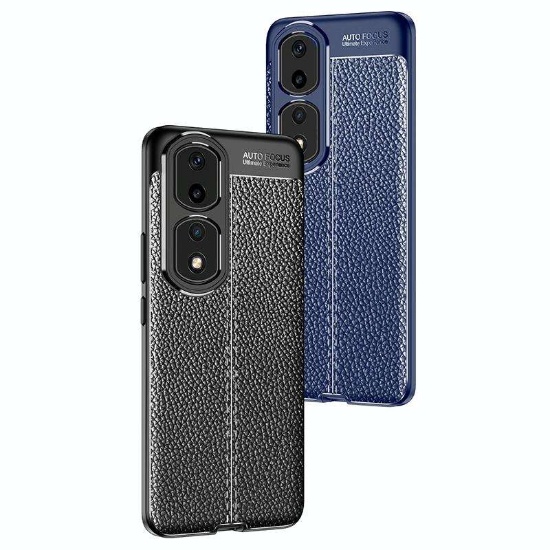 For Honor 90 Pro Litchi Texture Shockproof TPU Phone Case(Black)