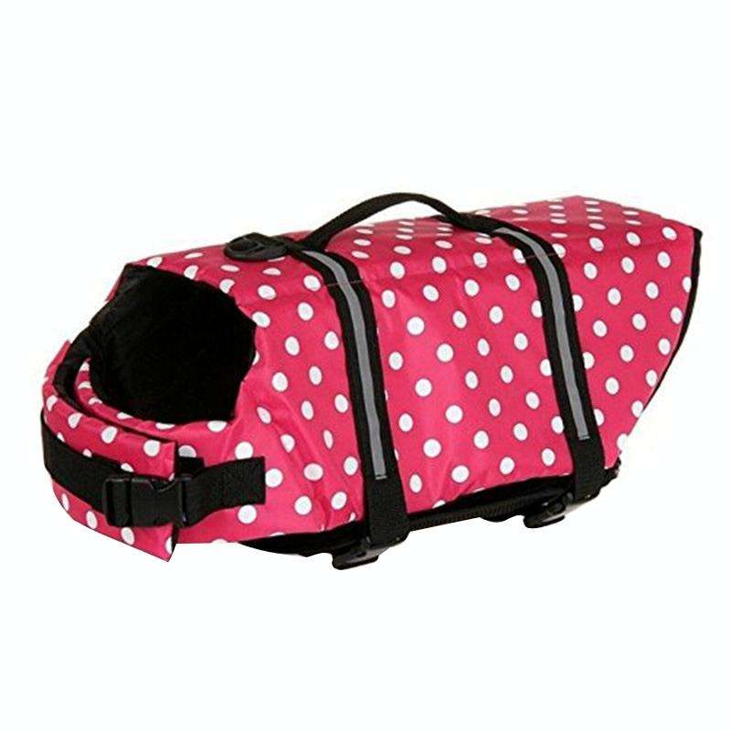 Pet Saver Dog Reflective Stripes Life Vest Jacket for Swimming Boating Surfing, Size: S (Pink Dot)
