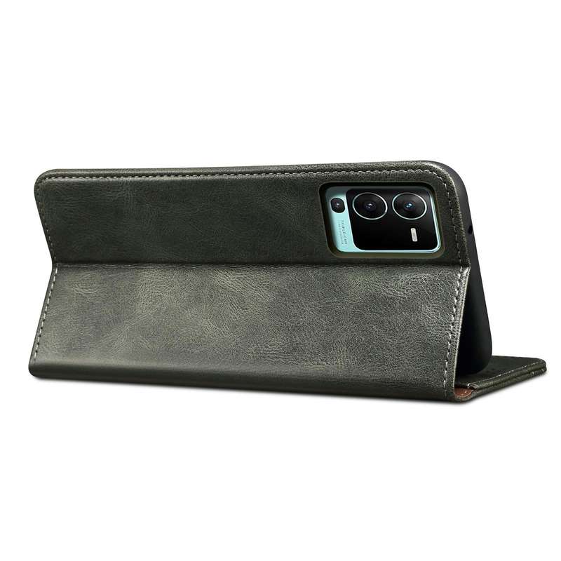For vivo V25 Oil Wax Crazy Horse Texture Leather Phone Case(Green)