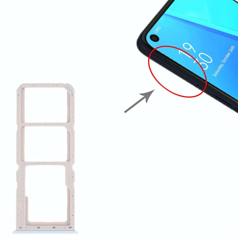 For OPPO A52 4G SIM Card Tray + SIM Card Tray + Micro SD Card Tray (White)