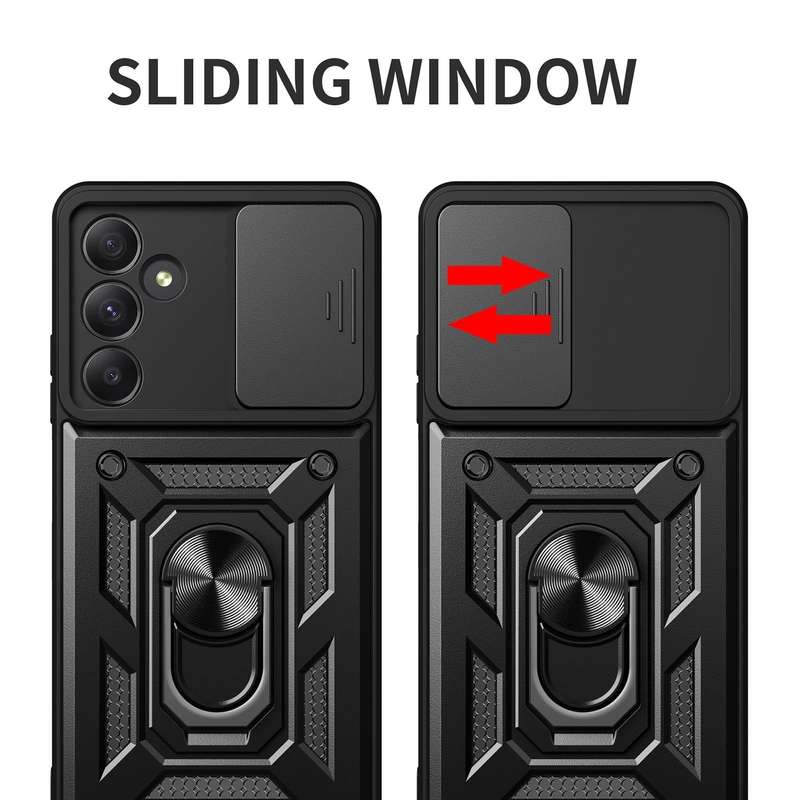 For Samsung Galaxy A55 5G Sliding Camera Cover Design TPU+PC Phone Case(Black)