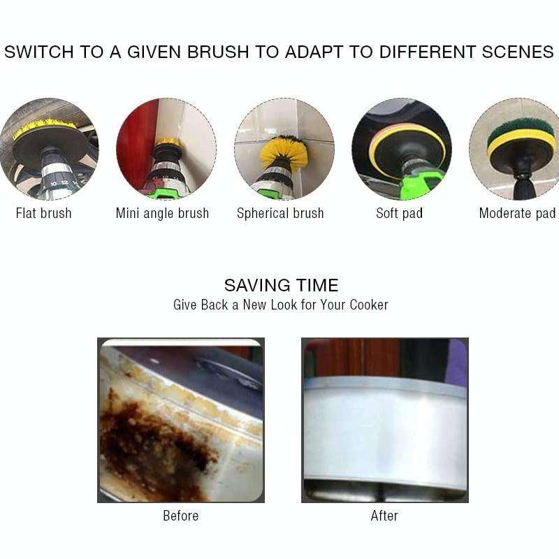 23 in 1 Floor Wall Window Glass Cleaning Descaling Electric Drill Brush Head Set