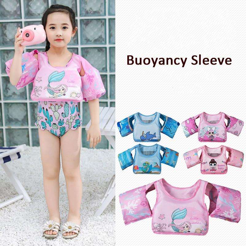 Vest-Style Children Life Jacket Baby Swimming Free Inflatable Arm Foam Life Buoy(Hip-hop Dinosaur)