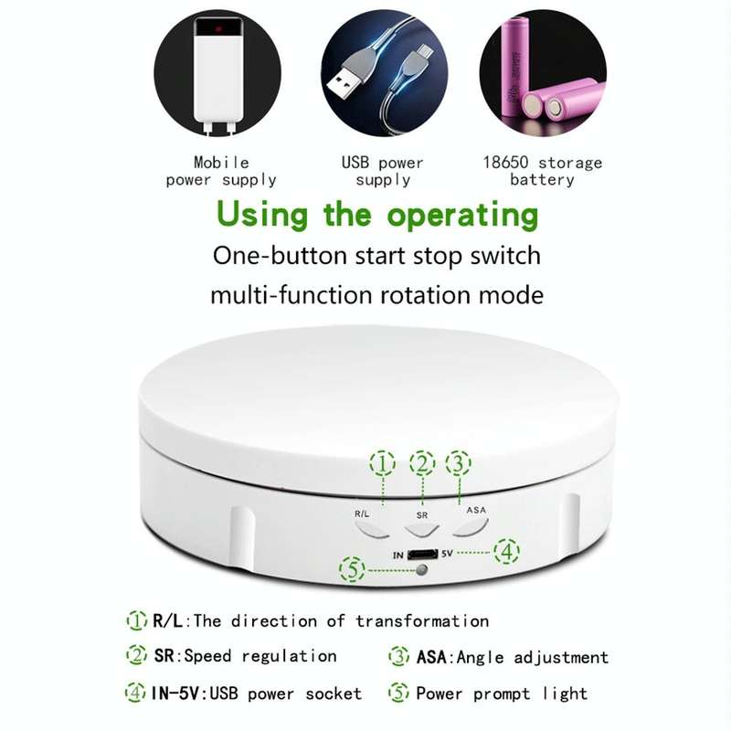 14.6cm USB Electric Rotating Turntable Display Stand Video Shooting Props Turntable for Photograp...
