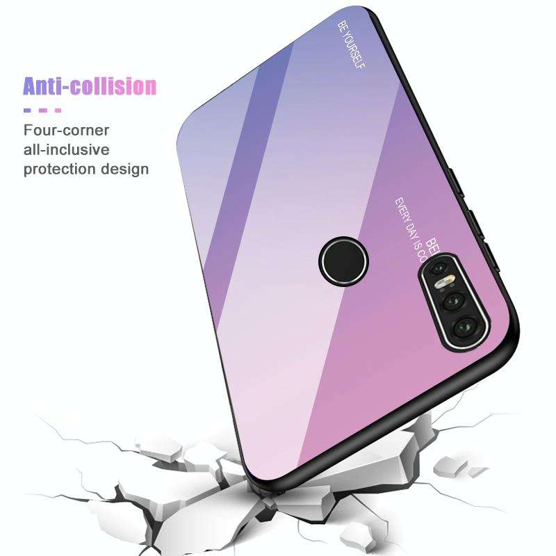 For Huawei P30 Lite Gradient Color Glass Case(Red Blue)