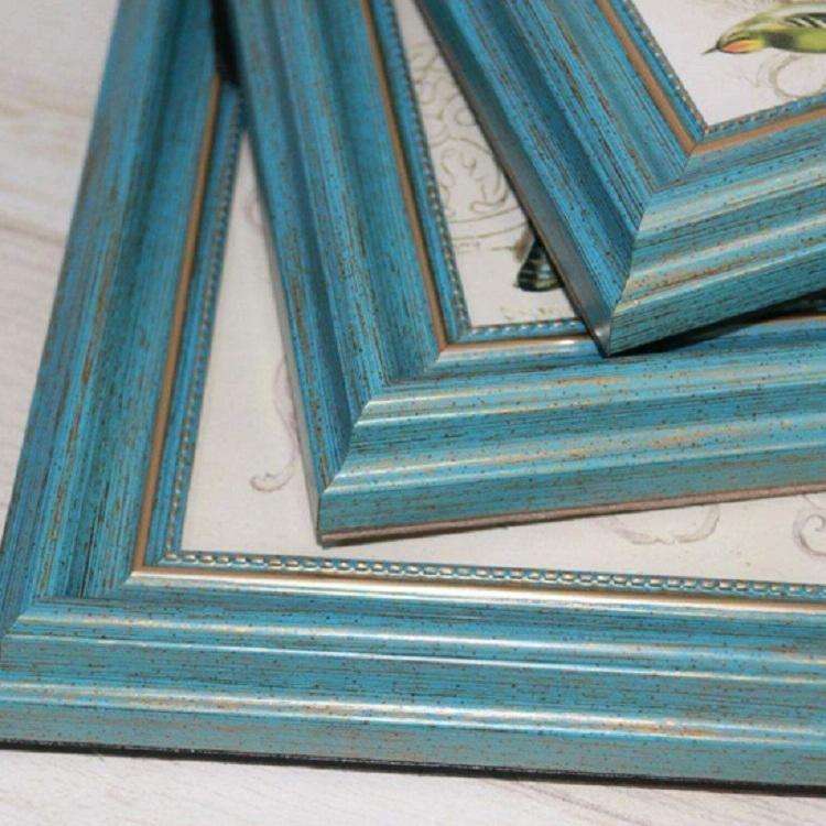 Retro Resin Wood Frame Simple Horizontal and Vertical Universal Frame, Size:8 inch( Blue)