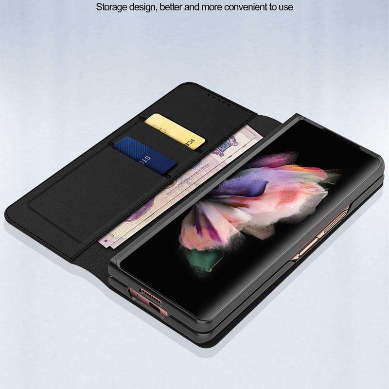 For Samsung Galaxy Z Fold4 Split Type Horizontal Flip Foldable Leather Phone Case(Plain Brown)