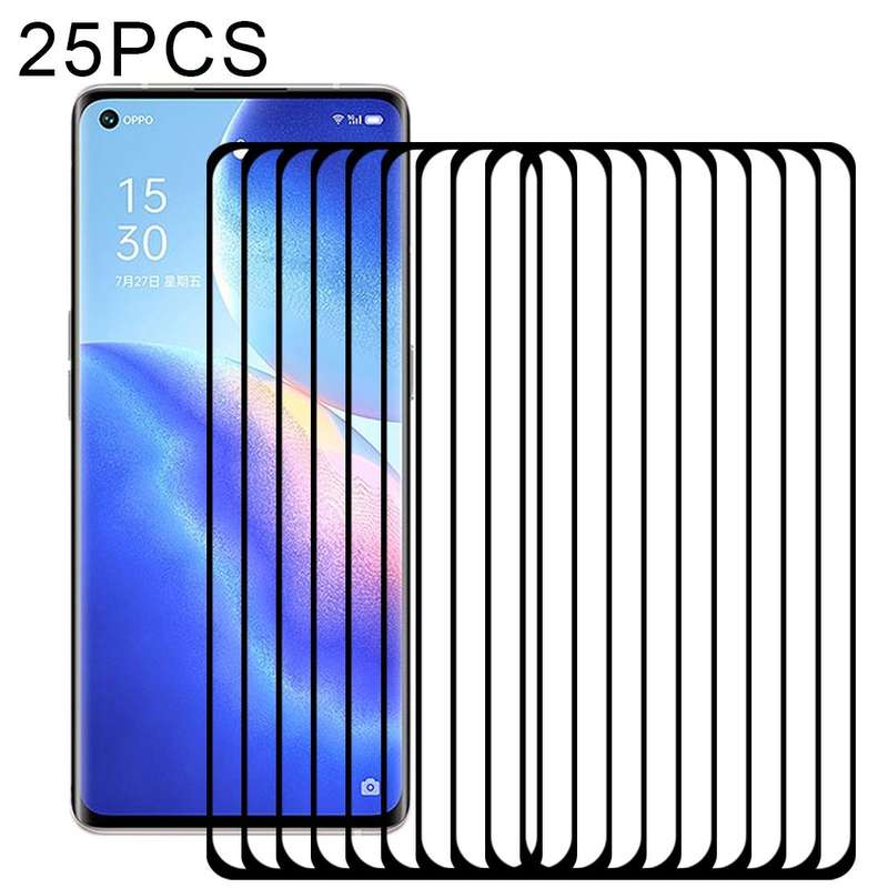 For OPPO Reno5 Pro+ 5G / Pro 5G 25 PCS 9H HD 3D Curved Edge Tempered Glass Film(Black)