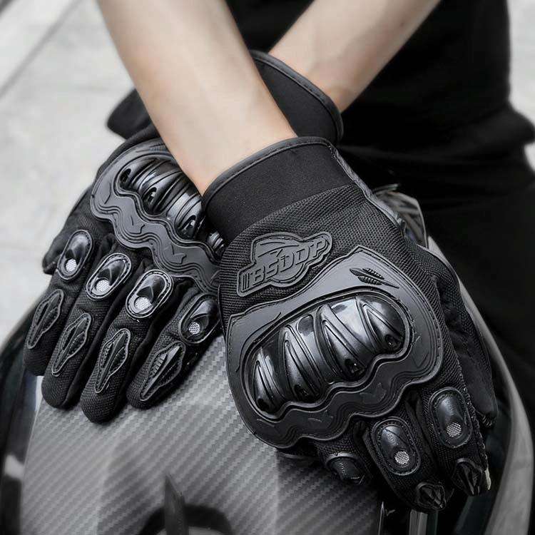 BSDDP RH-A0107 Motorcycle Riding Anti-Fall Full Finger Gloves, Size: L(Black+Grey)