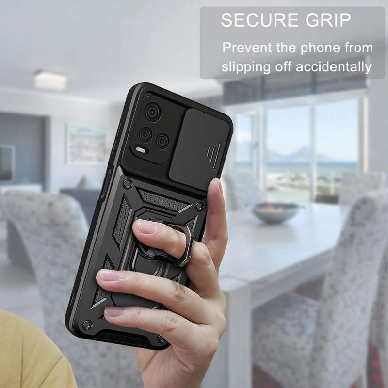 For vivo Y21s Sliding Camera Cover TPU+PC Phone Case(Black)