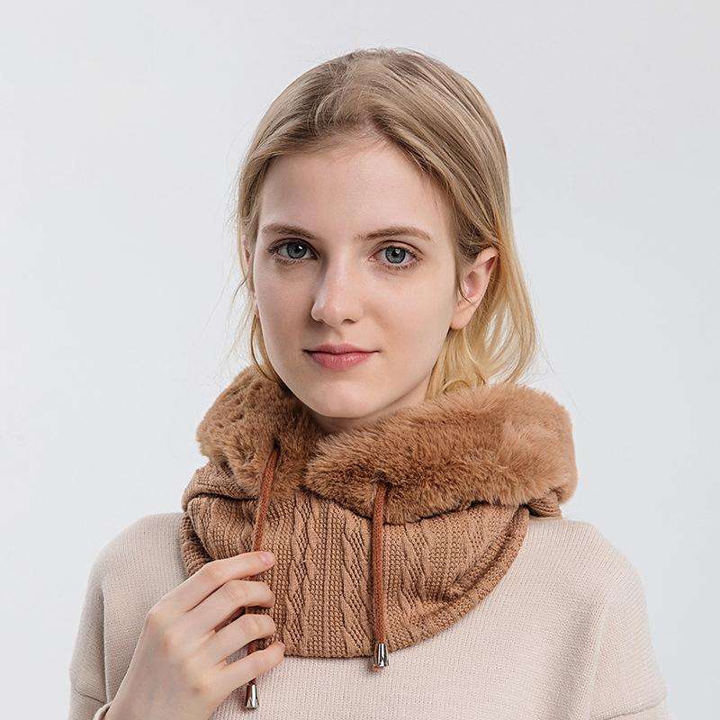 One-piece Cold-proof and Keep Warm Hedging Cap Scarf Face Mask(Grey)