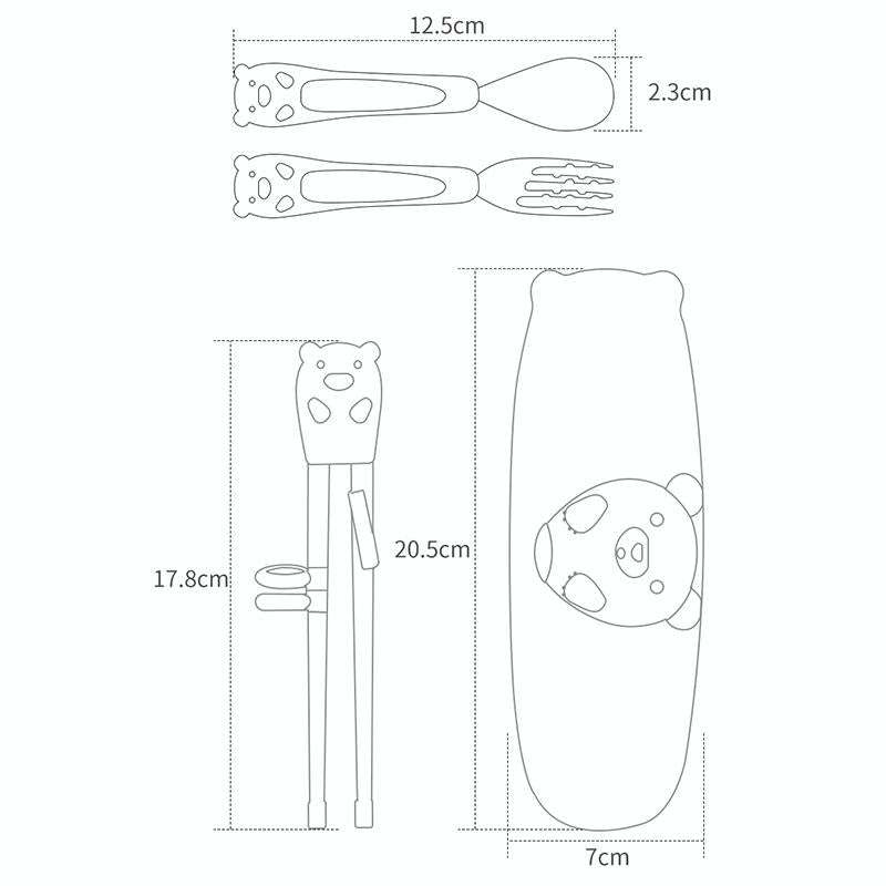 Household Baby Eating Training Chopsticks Spoon Fork Exercise Suit Kids Tableware(Green)