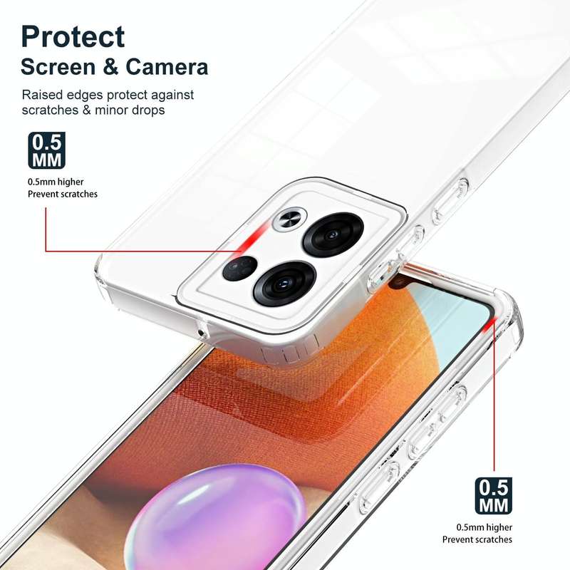 For OPPO Reno8 5G 3 in 1 Clear TPU Color PC Frame Phone Case(White)