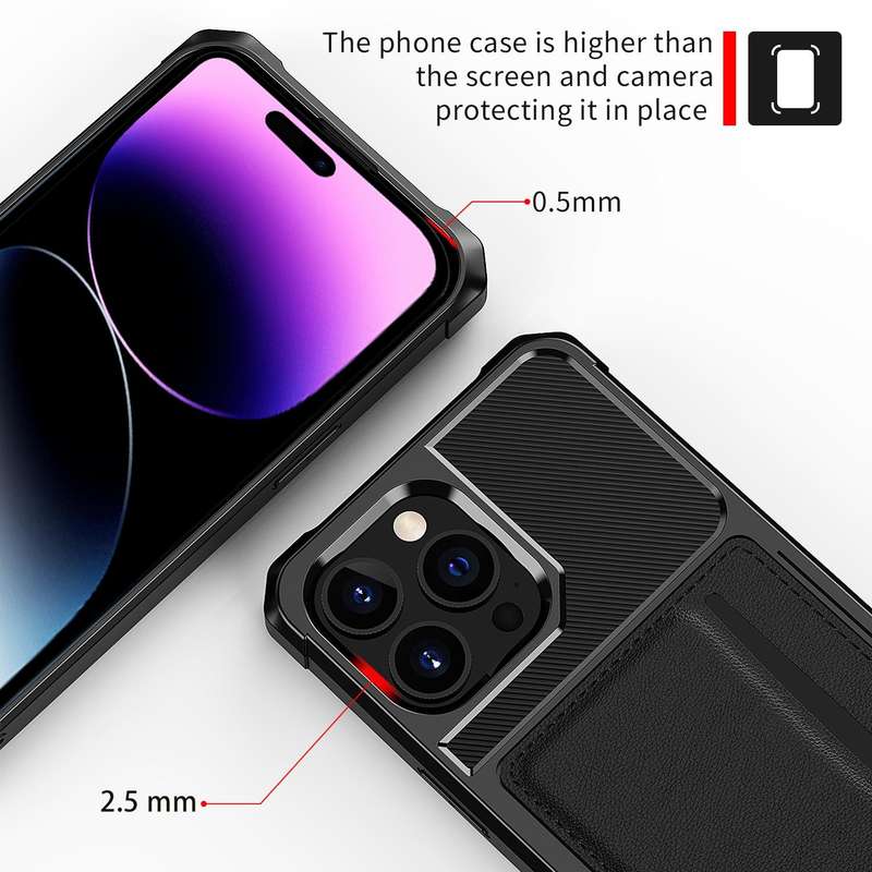 For iPhone 14 Pro Max ZM02 Card Slot Holder Phone Case (Black)