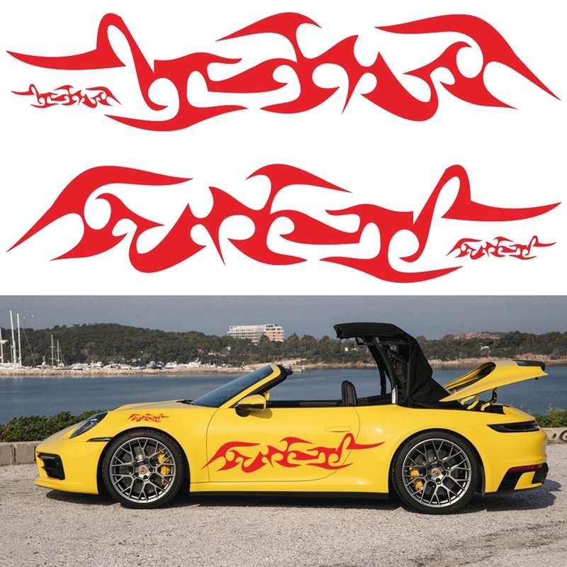 2 PCS/Set D-925 Flame Pattern Car Modified Decorative Sticker(Red)
