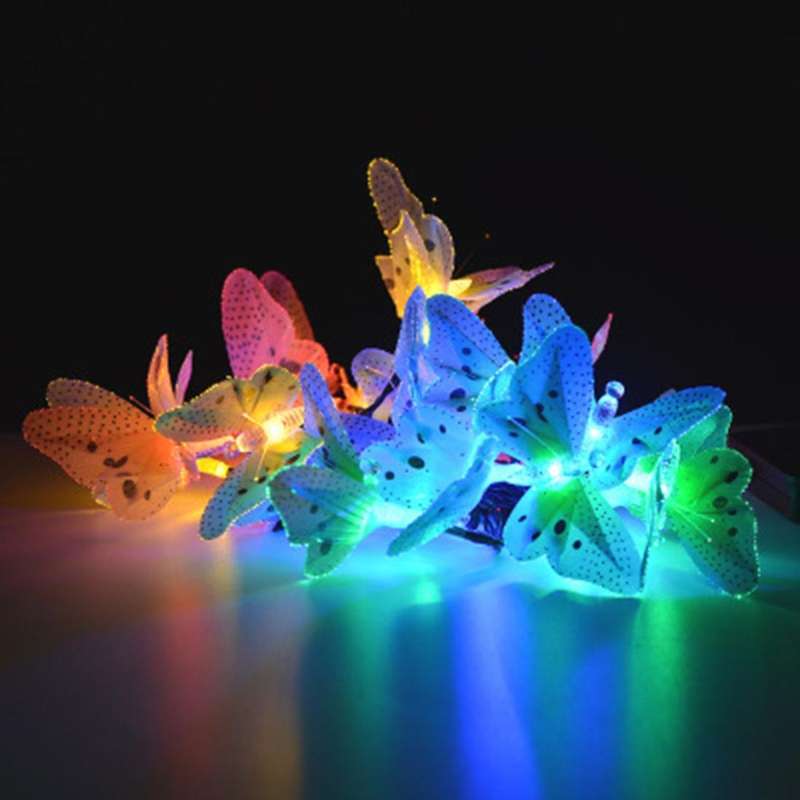 Solar Powered Butterfly Fiber Optic Fairy String Waterproof Christmas Outdoor Garden Holiday Ligh...