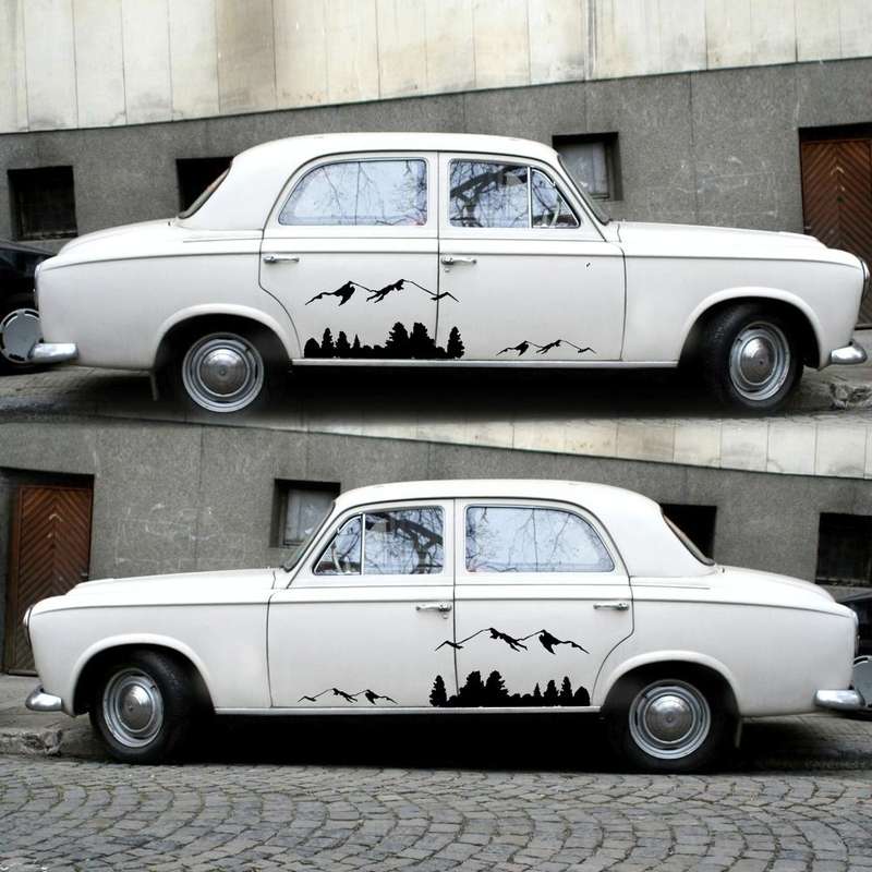 2 PCS/Set D-684 Mountain Totem Pattern Car Modified Decorative Sticker(Black)