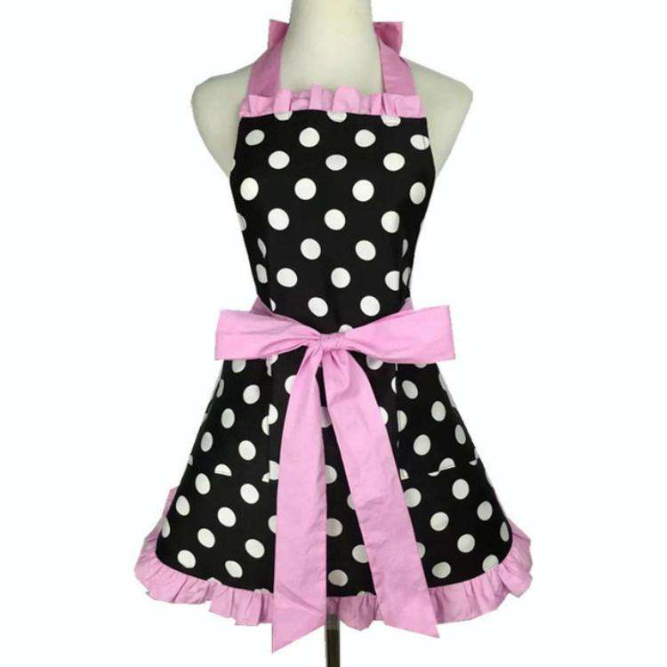 Cotton Dot Overalls Apron(Pink)
