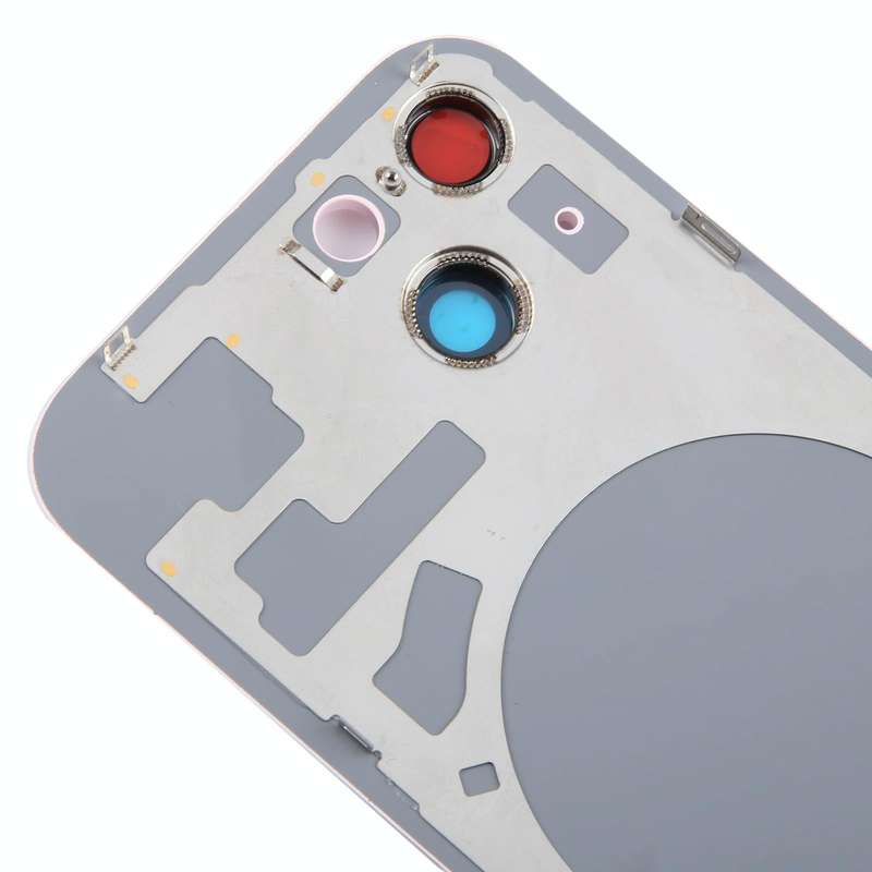 For iPhone 15 Plus Glass Battery Back Cover with Camera Lens Cover(Pink)