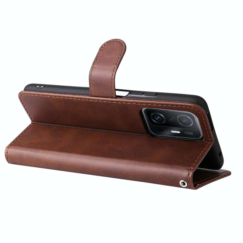 For Xiaomi 11T / 11T Pro Fashion Calf Texture Zipper Horizontal Flip Leather Phone Case(Brown)