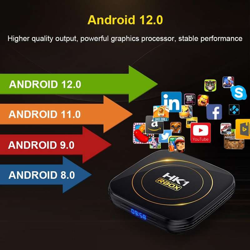 HK1 RBOX-H8S 4K Ultra HD Android 12.0 Smart TV Box with Remote Control, Allwinner H618 Quad-Core,...