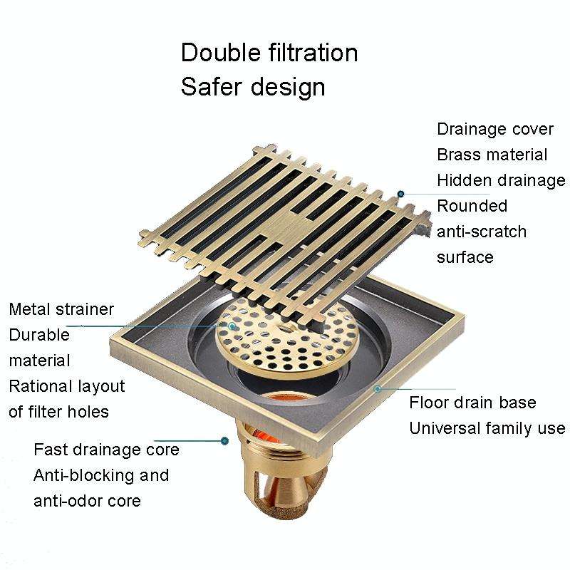 Full Copper Odor Proof Floor Drain, Style: K7004 Chrome Plated Dual Use+Magnetic Suspension