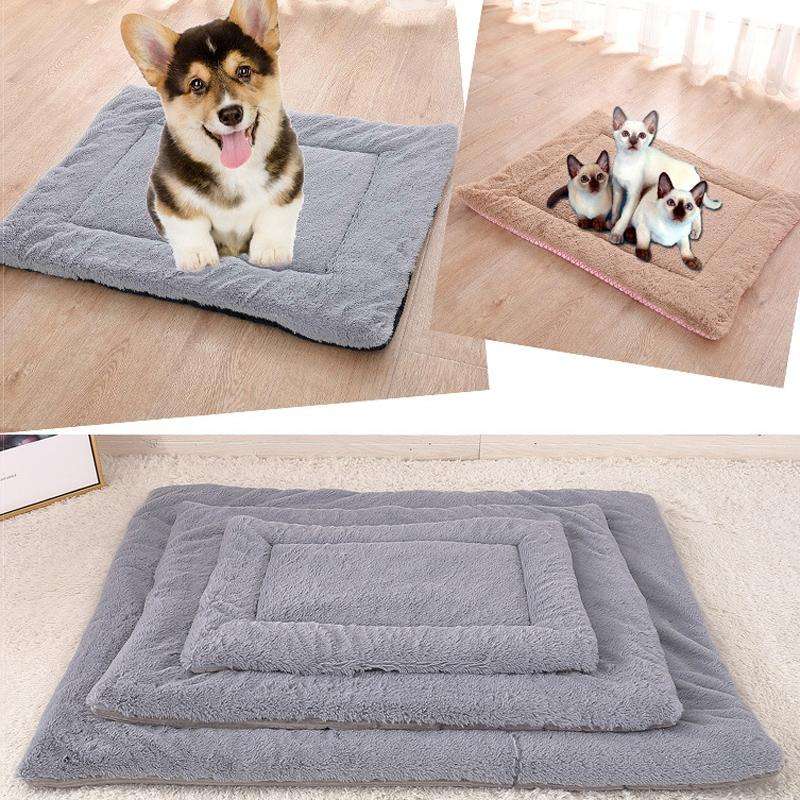 Double Sided Pet Mat Four Seasons Warm Dog Blanket,Size: S(Short Plush Gray)