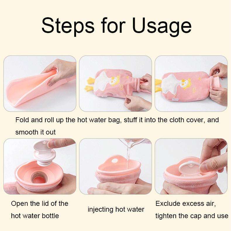 ZS103 Cartoon Plush Water-filled Explosion-proof Hot Water Bags, Spec: Intervened White(500ml)