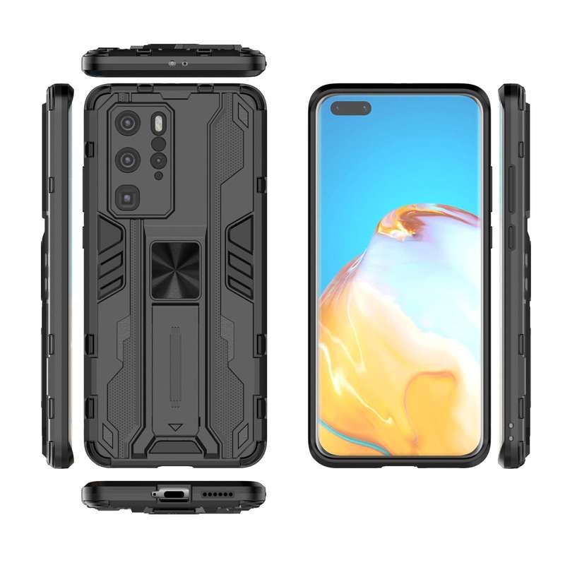 For Huawei P40 Pro Supersonic PC + TPU Shock-proof Protective Case with Holder(Black)