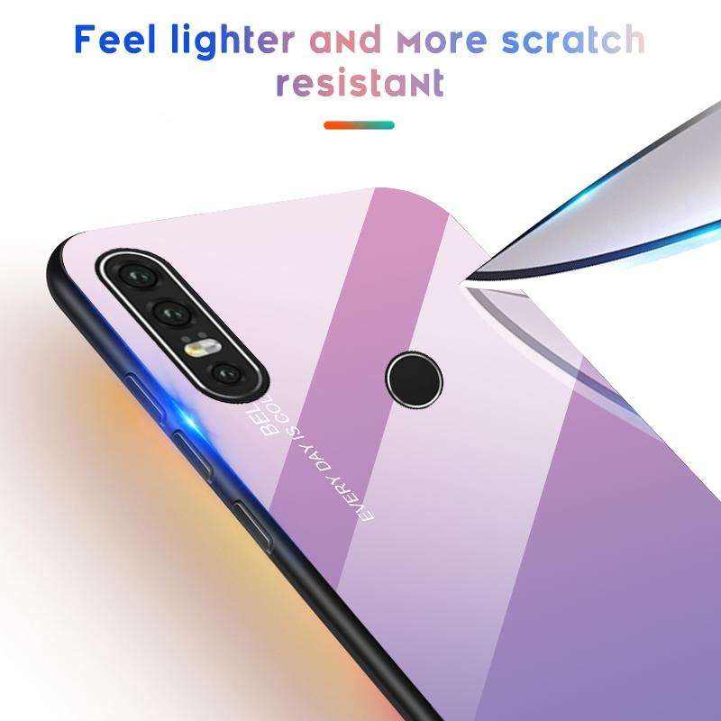 For Huawei P30 Lite Gradient Color Glass Case(Blue)