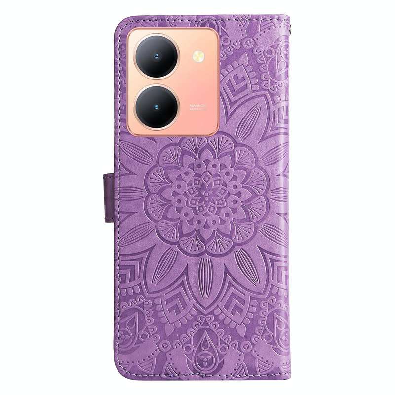 For vivo Y36 4G / 5G Foreign Embossed Sunflower Leather Phone Case(Purple)