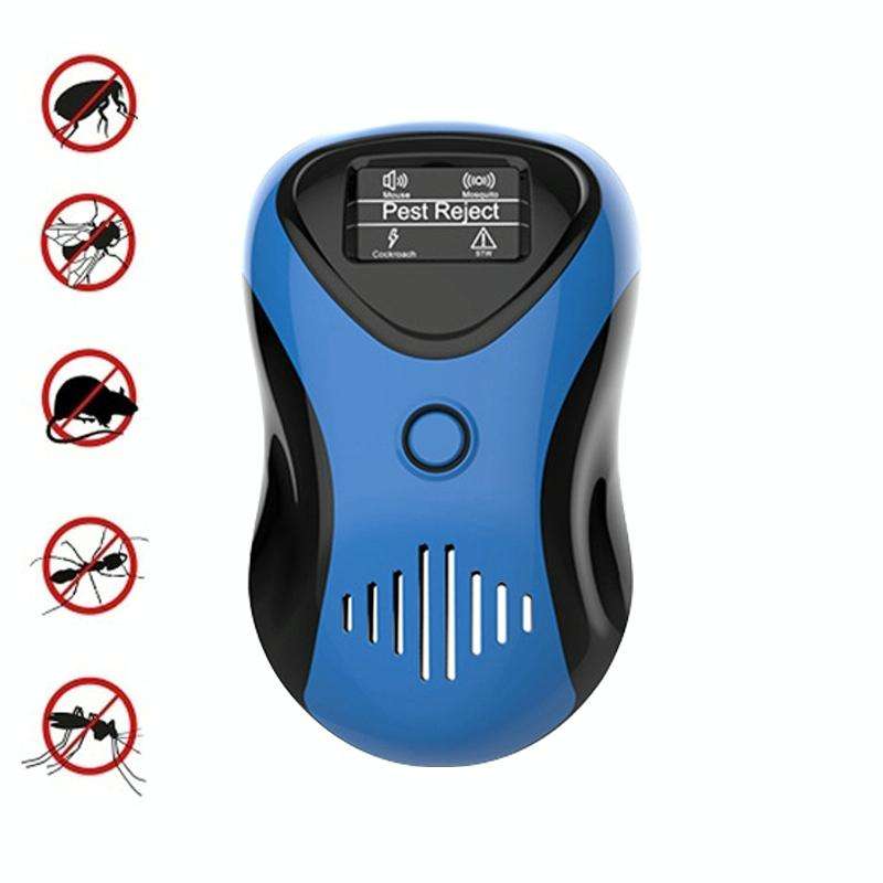 Ultrasonic Mouse Repeller Energy-Saving Silent Insect Repeller, Plug Type:US Plug(Blue Black)