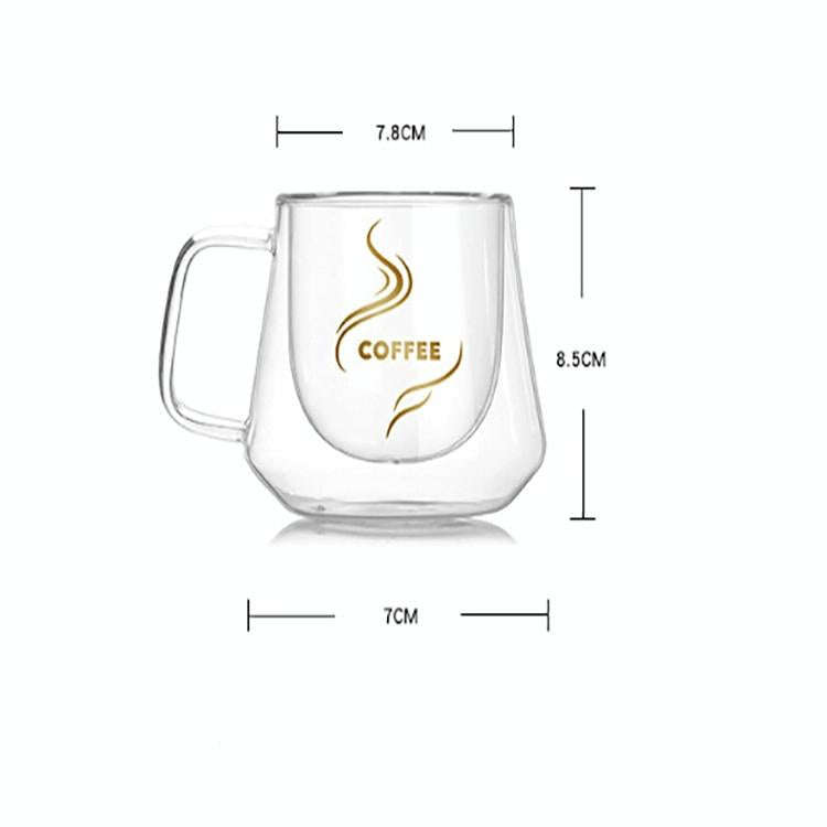 Double Wall Mug Office Mugs Heat Insulation Double Coffee Mug Coffee Glass Cup, Style:No label