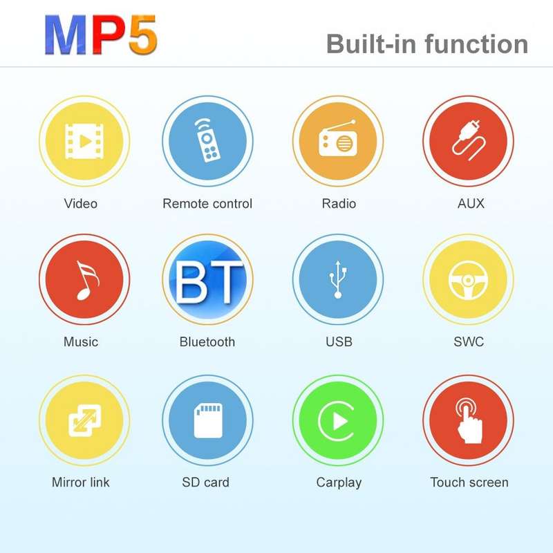 Q3366 Car 9-inch Touch HD Detachable Screen MP5 Support CarPlay / FM with Remote Controler