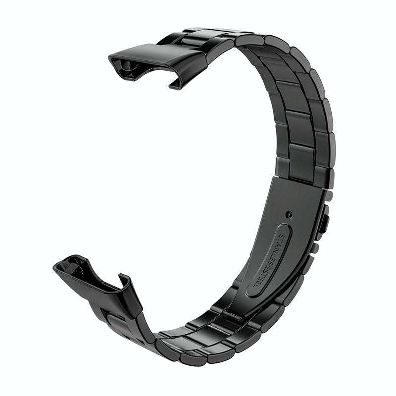 For Xiaomi Mi Band 7 Pro Three-bead Flat Buckle Stainless Steel Watch Band(Black)