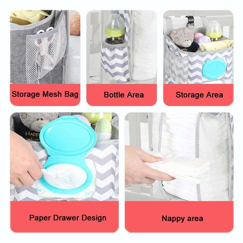 Cot Top Multi-Function Organiser Storage Hanging Bag(Stars)