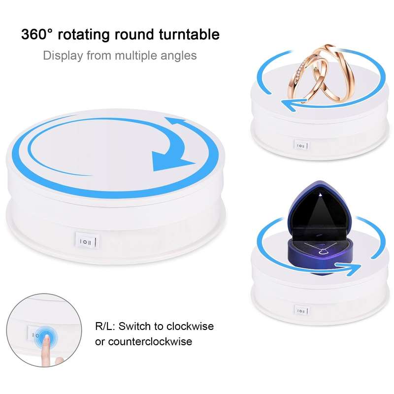 PULUZ 15cm Adjusting Speed Rotating Turntable Display Stand, Load: 3kg(White)