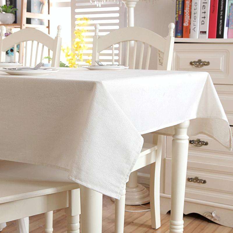Linen Cotton Thicken Tablecloth Hem Splice Washable Coffee Dinner Table Cloth for Wedding Banquet...