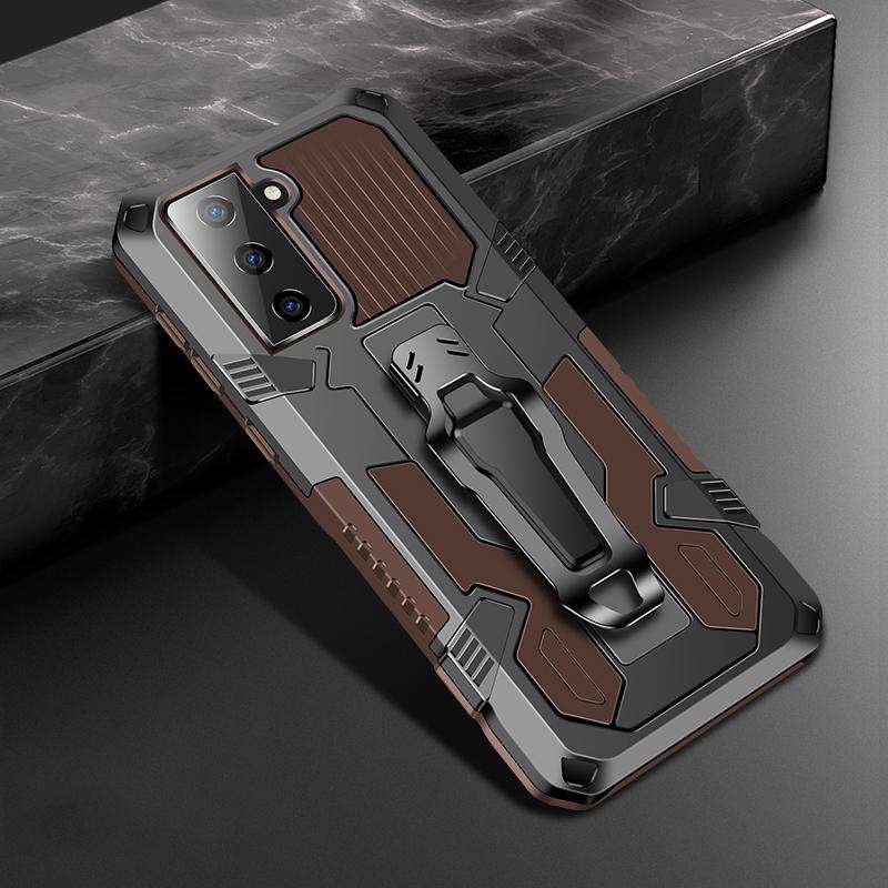 For Samsung Galaxy S21 5G Machine Armor Warrior Shockproof PC + TPU Protective Case(Coffee)