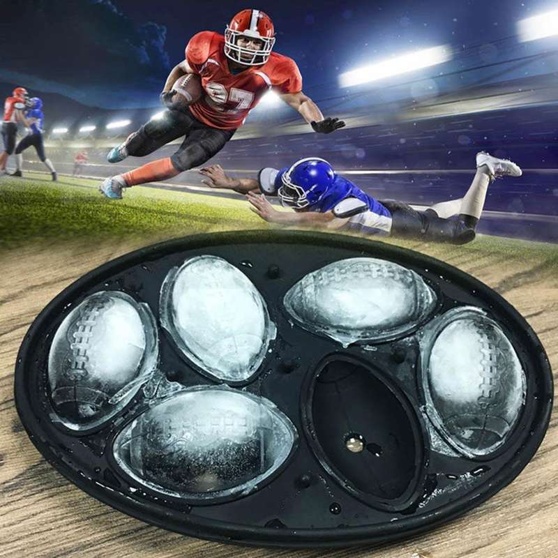 Rugby Shape 3D Ice Cube Mold Maker Bar Party Silicone Trays Chocolate Mold Kitchen Tool (Black)