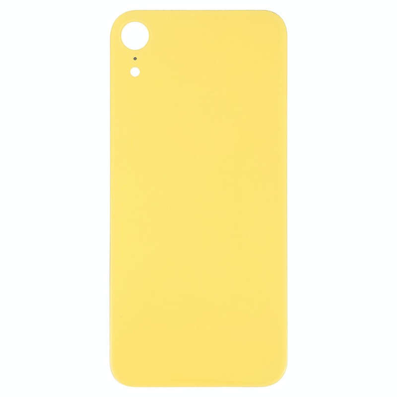 Easy Replacement Big Camera Hole Glass Back Battery Cover with Adhesive for iPhone XR(Yellow)