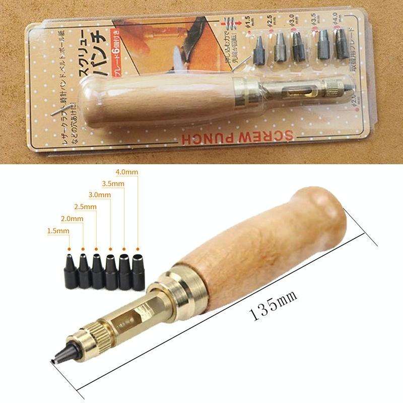 6 In 1 Automatic Belt Punch Punching Multi-scalp Anechoic Belt Punch(Black)