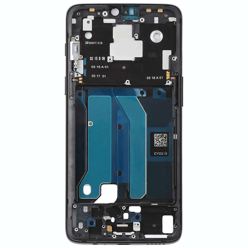 For OnePlus 6 Front Housing LCD Frame Bezel Plate with Side Keys (Jet Black)